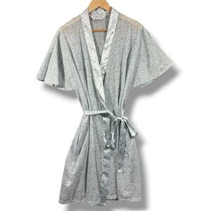 Vintage St Michael Floral Wrap Robe Short Sleeve Waist Belt Size 8/10